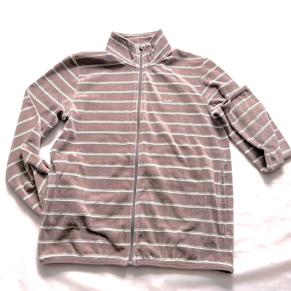 Nike vintage Striped Jacket Full Zip brown pink 68% cotton women S/M